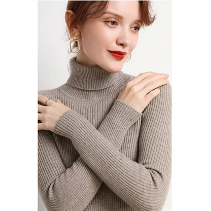 Women's Slim Fit Turtleneck Knitted Jumper | Ideal for Winter