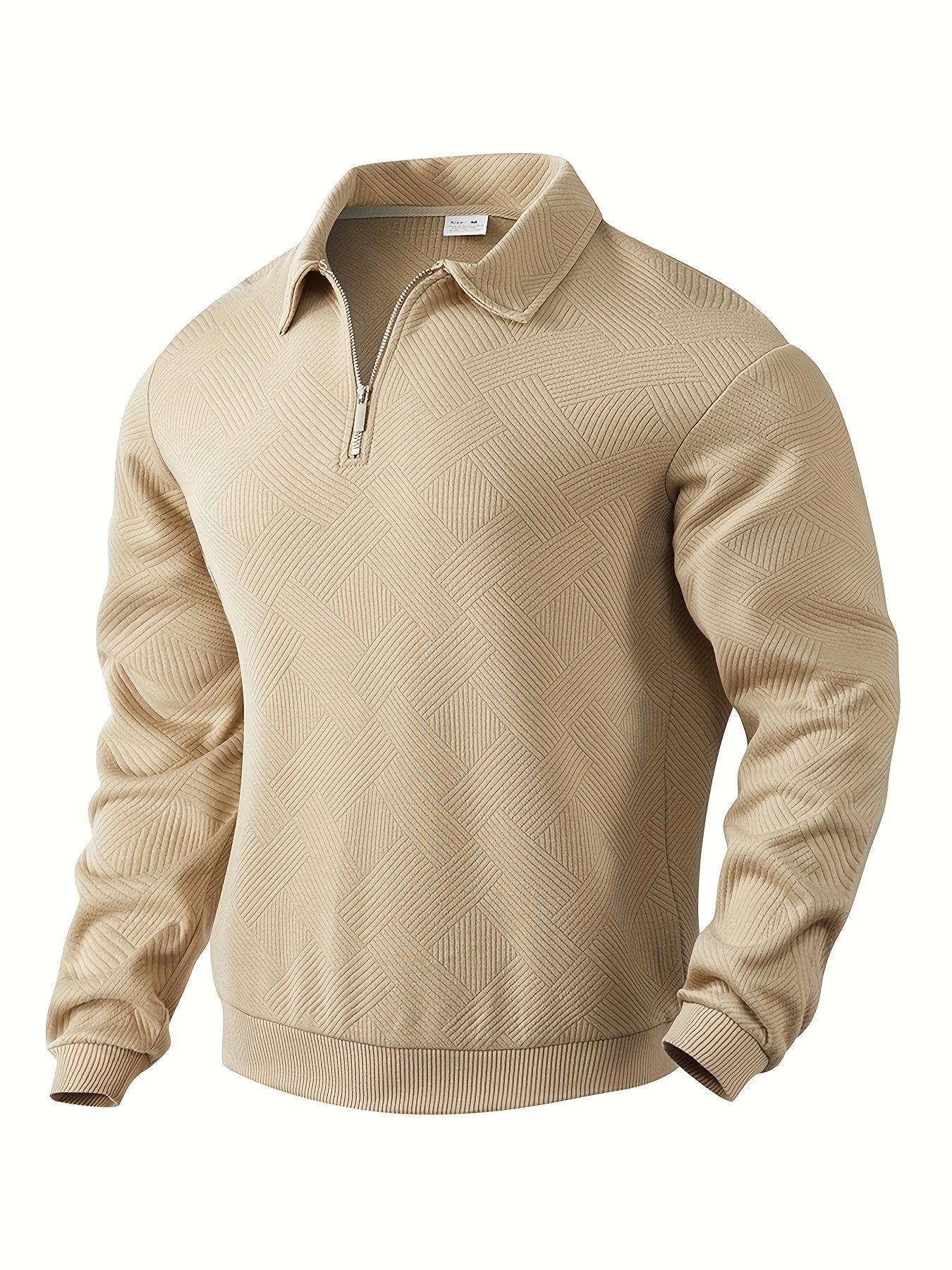 Men's Quarter Zip Jumper with Collar and Geometric Pattern | Ideal for Winter