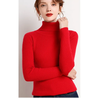 Women's Slim Fit Turtleneck Knitted Jumper | Ideal for Winter