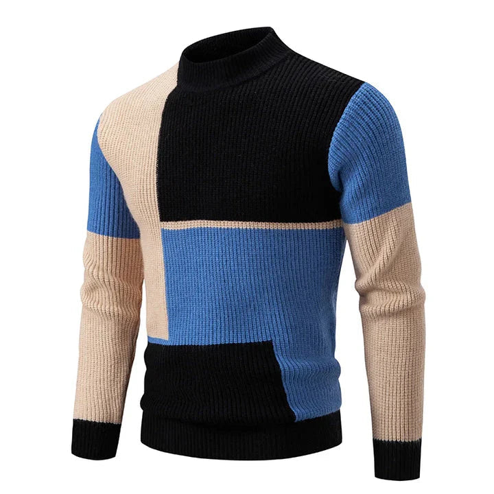 Men's Cozy Block Color Knittted Jumper | Ideal for Winter