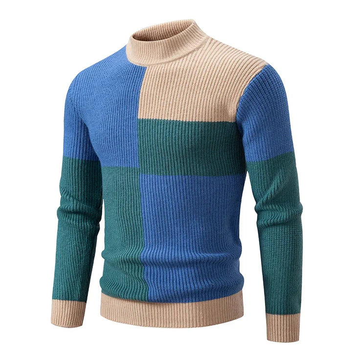 Men's Cozy Block Color Knittted Jumper | Ideal for Winter