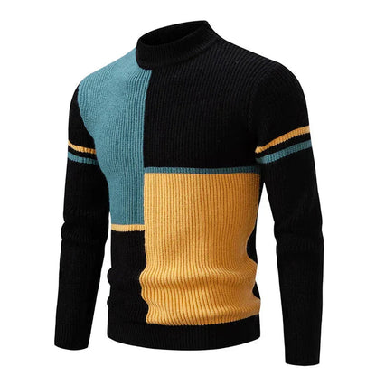 Men's Cozy Block Color Knittted Jumper | Ideal for Winter