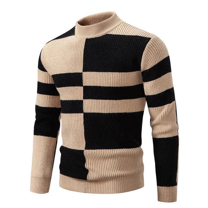 Men's Cozy Block Color Knittted Jumper | Ideal for Winter