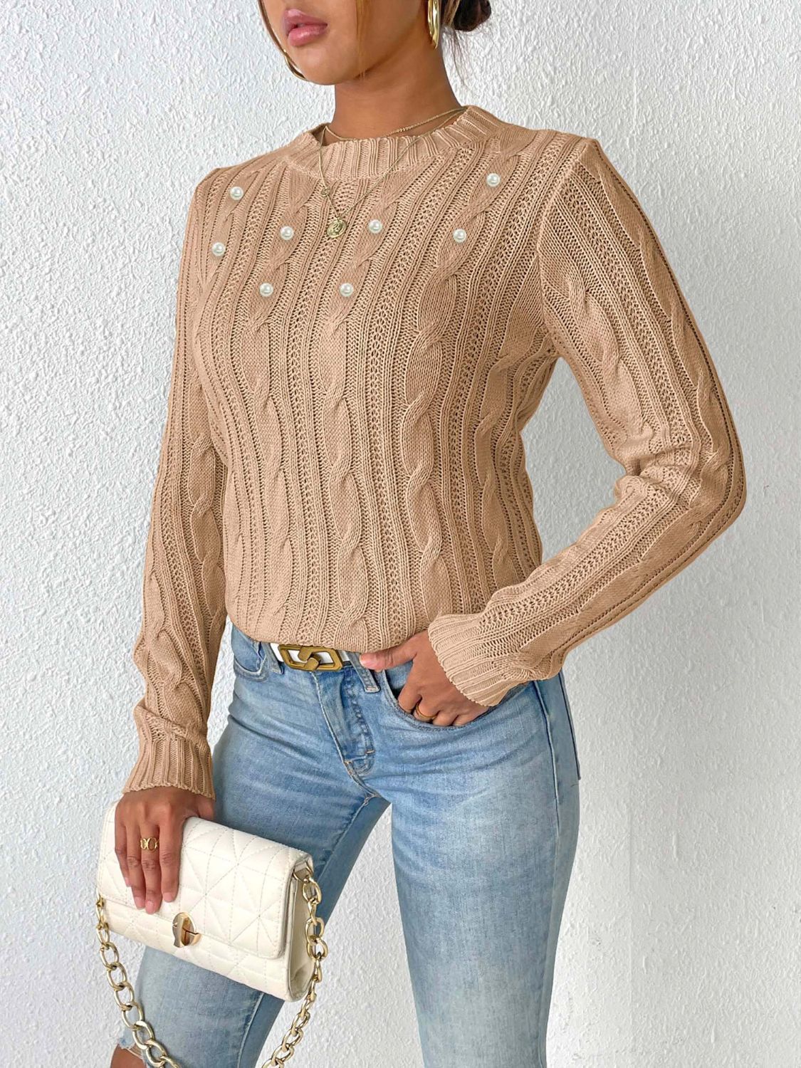 Women's Stylish Jumper with Voluminous Braids | Ideal for Winter