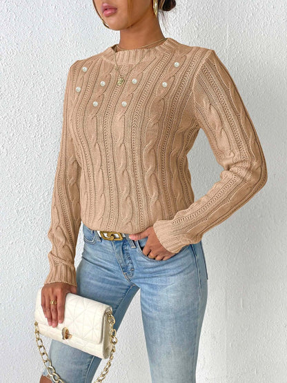 Women's Stylish Jumper with Voluminous Braids | Ideal for Winter