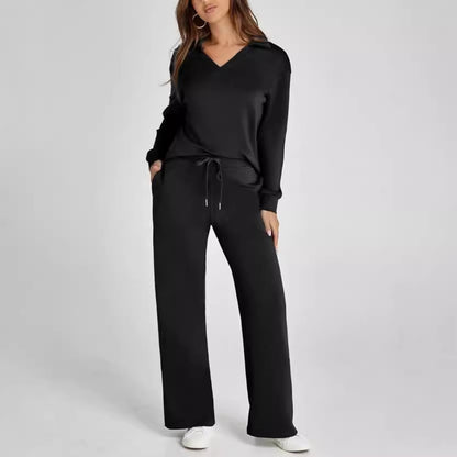Chanel - Women's Elegant Cropped Long Sleeve Trouser Co-Ord Set with Wide Leg Pants | Ideal for Spring/Summer