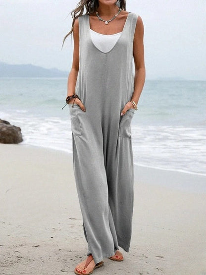 Women's Casual Baggy Sleeveless Jumpsuit with Pockets | Ideal for Summer