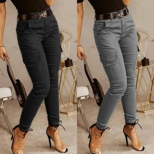 Women's Casual Low Waist Cargo Jeans with Pockets | Perfect for Casual Days