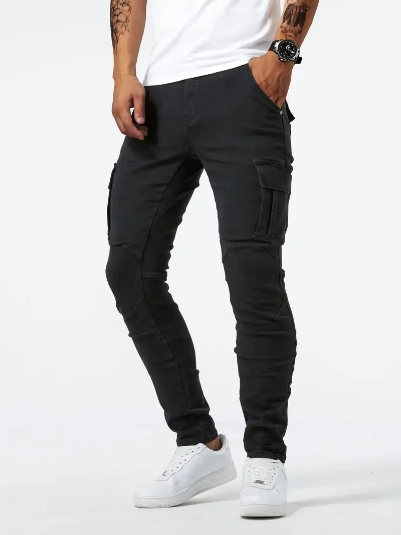 Men's Trendy Slim-Fit Cargo Jeans with Pockets | Perfect for Casual Days