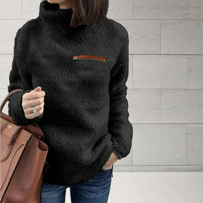 Warm Fleece Turtleneck Sweater with Zipper for Women | Ideal for Winter