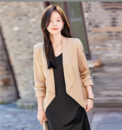 Women's Chic Solid Color Lapel Blazer with Open Front | Perfect for Casual Days