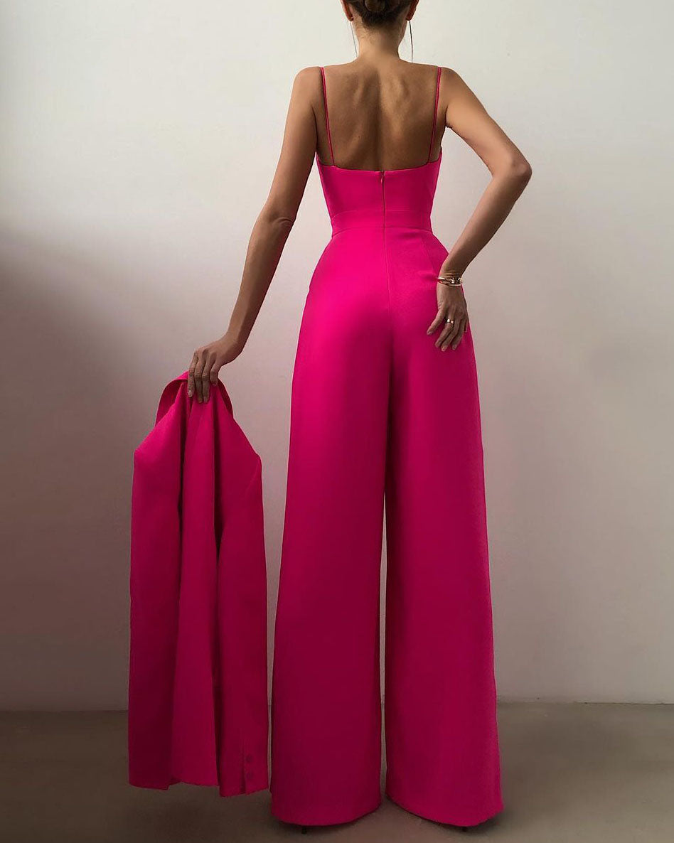 Women's Elegant Spaghetti Strap Wide Leg Jumpsuit | Ideal for Summer