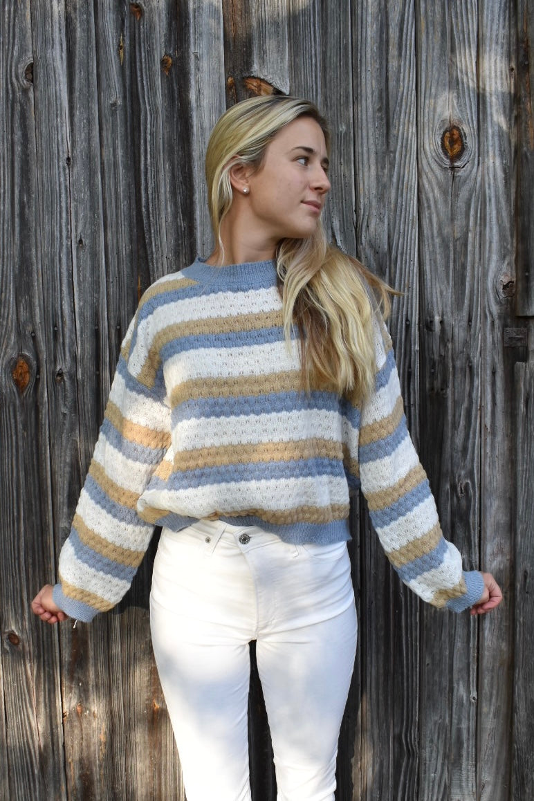 Women's Comfortable Striped Knit Jumper | Ideal for Winter