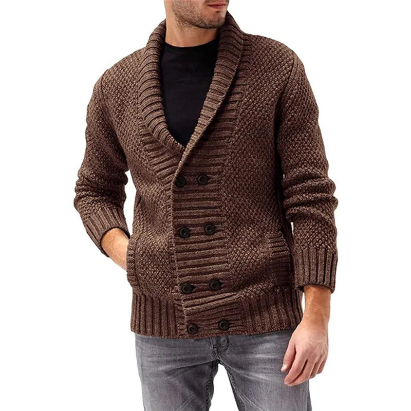 Men's Knitted Cashmere Jumper with Buttons and Pockets | Ideal for Winter
