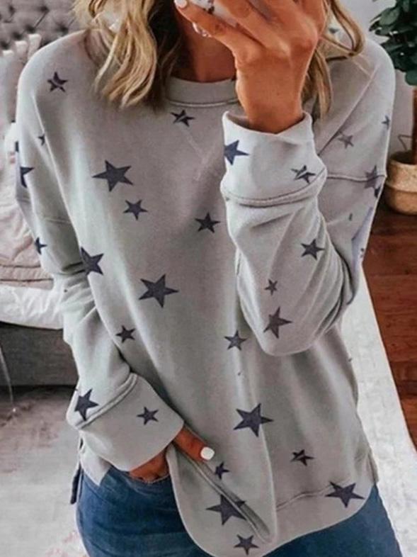 Women's Warm Star Print Round Neck Jumper | Ideal for Winter