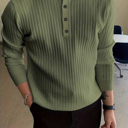 Men's Comfortable Buttoned Knit Jumper | Ideal for Winter