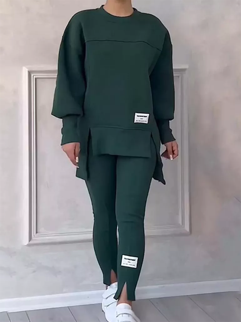 Women's Elegant Jumper with Patcwork and Legging Set | Ideal for Winter