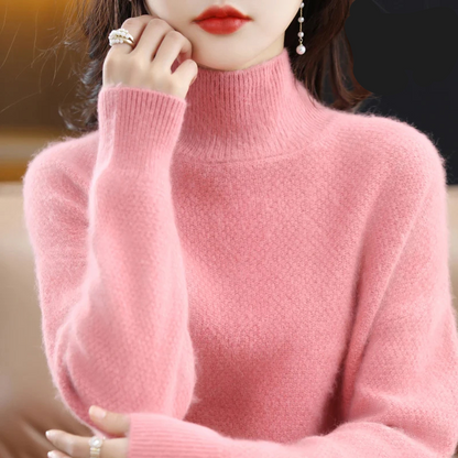 Women's Elegant Hollow Print Turtleneck Knitted Jumper for Women | Ideal for Winter