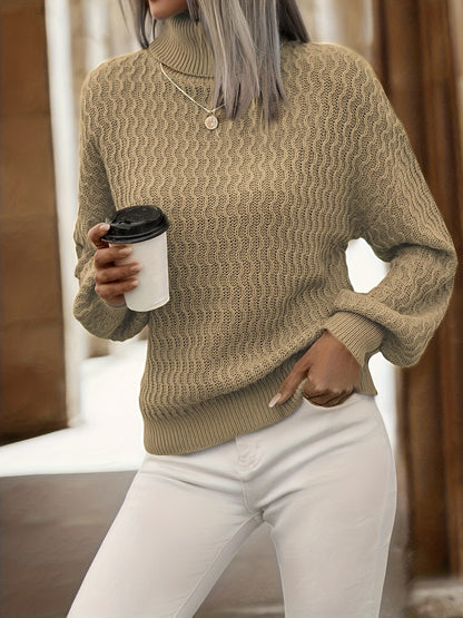 Women's Elegant Cable Knit Turtleneck Jumper | Ideal for Winter