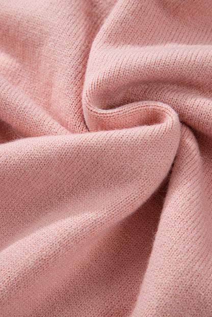 Women's Refined Textured Pink Cashmere Knit Button-Up Cardigan with Pearls| Ideal for Winter