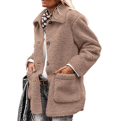 Women's Button-Up Cardigan with Collar and Pockets