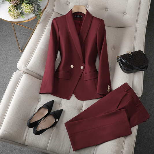 Women's Blazer Two-Piece Outfit in Solid Colour | Perfect for Casual Days