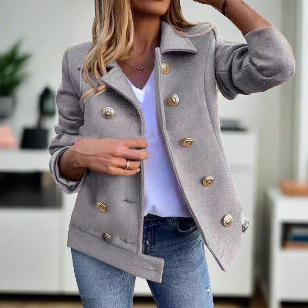 Women's Elegant Thick Solid Color Buttoned Blazer | Perfect for Casual Days