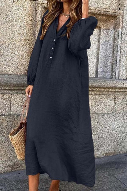 Women's Oversized Button-Up Long Sleeve Shirt Dress | Ideal for Summer