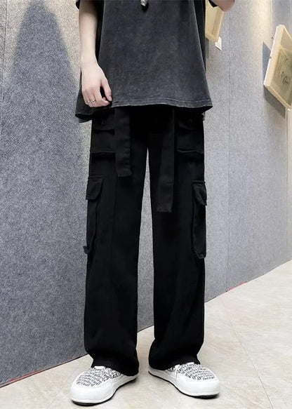 Men's Classic Black Straight Cargo Pants with Baggy Fit | Perfect for Casual Days
