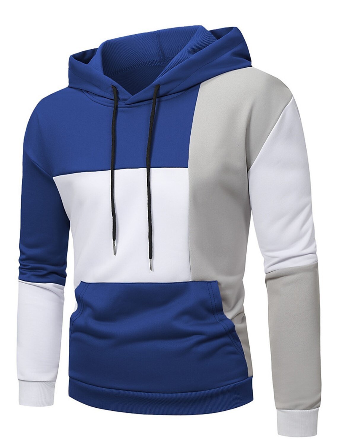 Men's Hooded Color Block Jumper with Kangaroo Pocket | Ideal for Winter