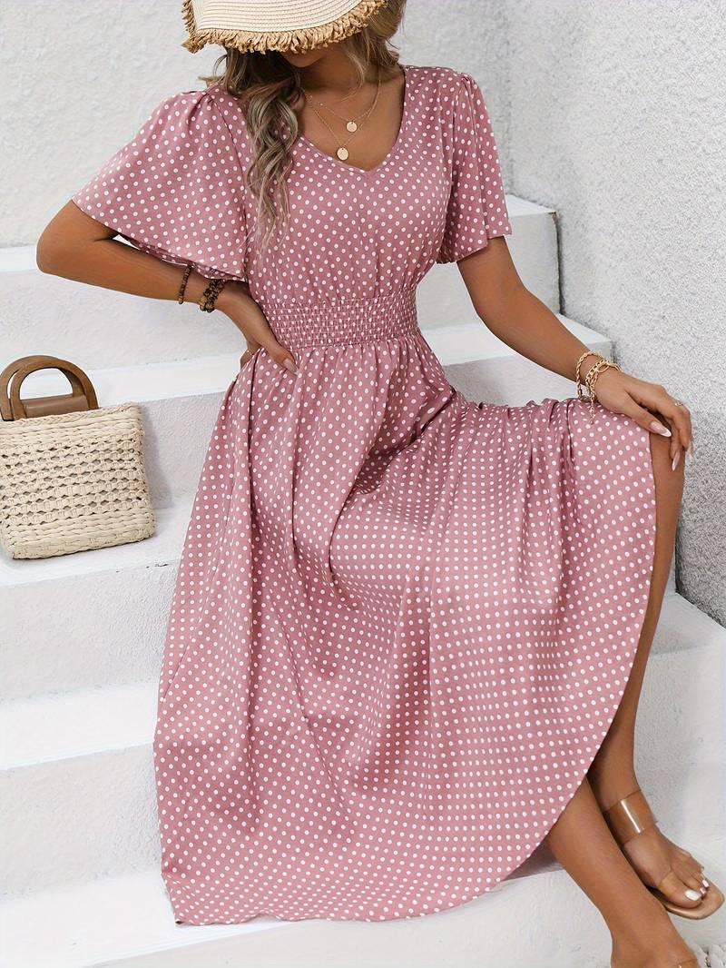 Women's Casual Comfortable Dress with Short Sleeves for Summer Outings