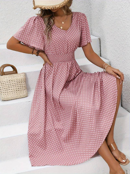 Women's Casual Comfortable Dress with Short Sleeves for Summer Outings
