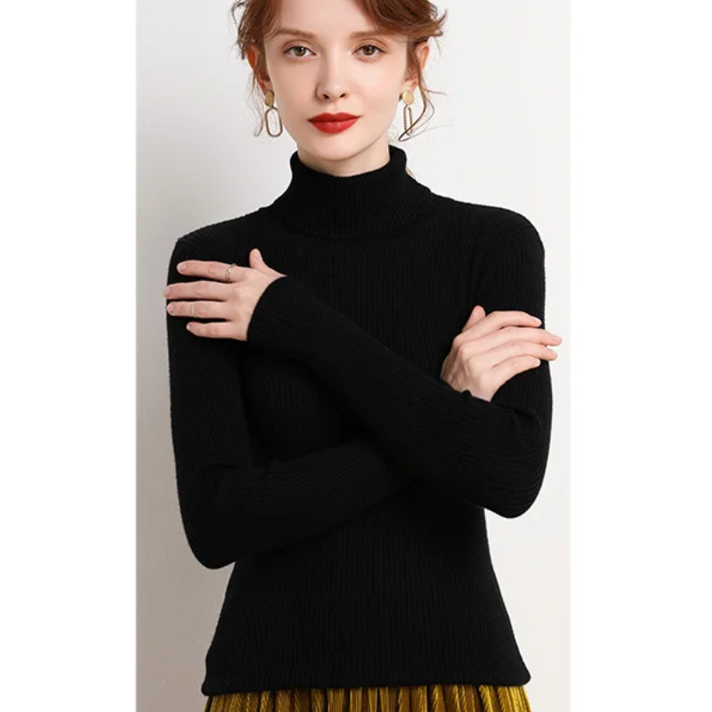 Women's Slim Fit Turtleneck Knitted Jumper | Ideal for Winter