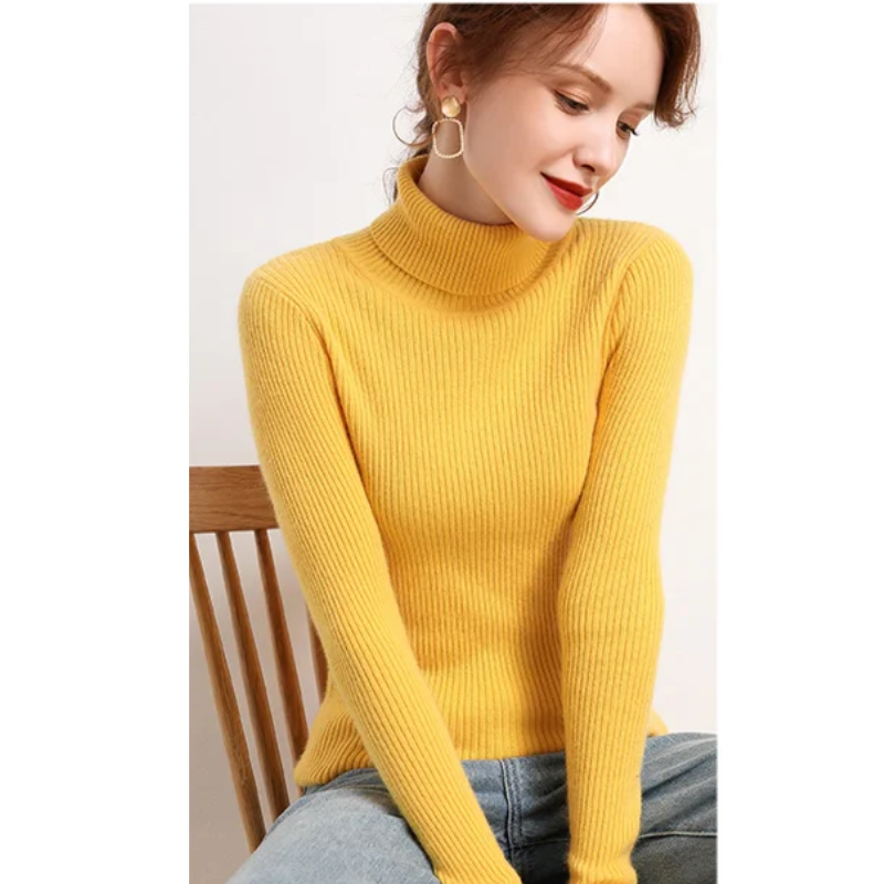 Women's Slim Fit Turtleneck Knitted Jumper | Ideal for Winter