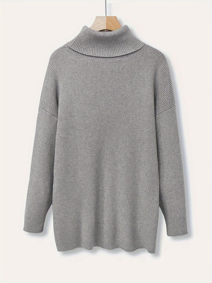 Women's Luxurious Oversized Solid Colour Turtleneck Jumper | Ideal for Winter