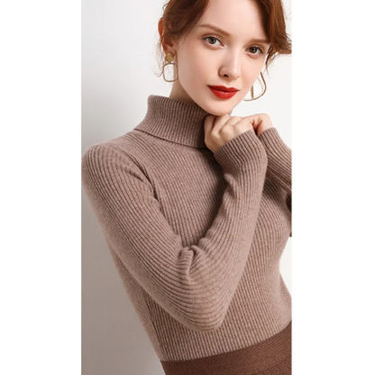 Women's Slim Fit Turtleneck Knitted Jumper | Ideal for Winter