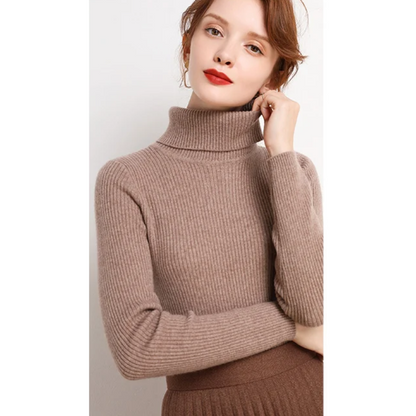 Women's Slim Fit Turtleneck Knitted Jumper | Ideal for Winter