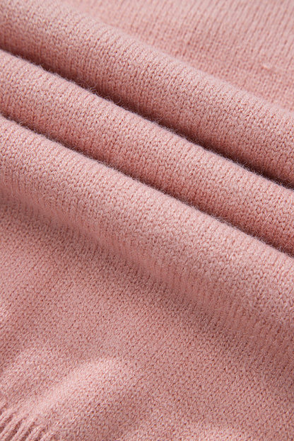 Women's Refined Textured Pink Cashmere Knit Button-Up Cardigan with Pearls| Ideal for Winter