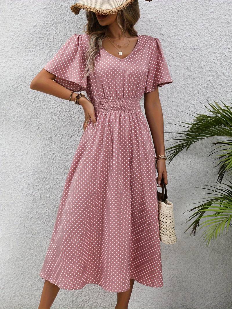 Women's Casual Comfortable Dress with Short Sleeves for Summer Outings