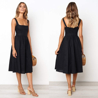 Women's Elegant Premium Fabric Dress with Sleeveless Design