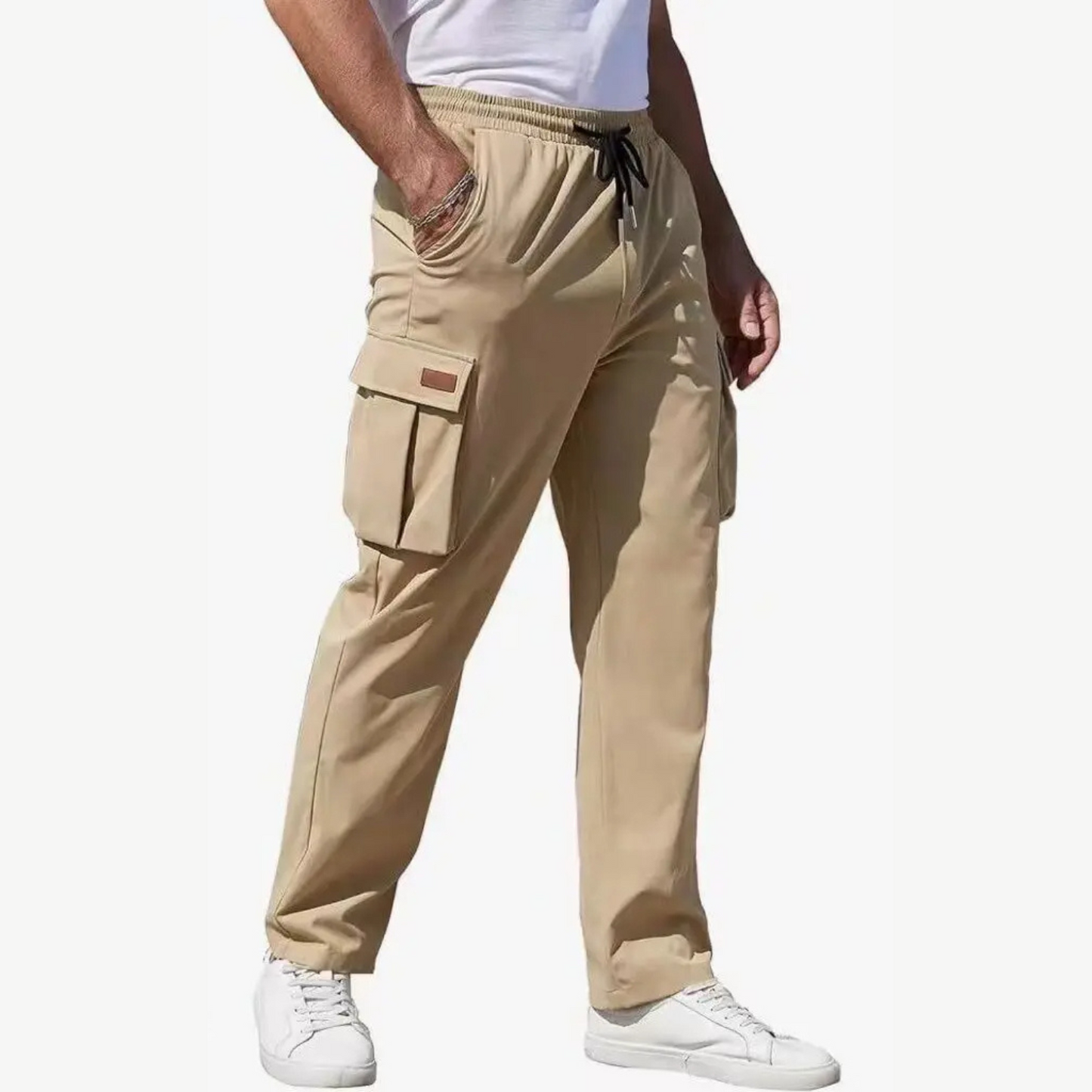 Men's Oversized Straight Grey Cargo Pants with Plain Design | Perfect for Casual Days