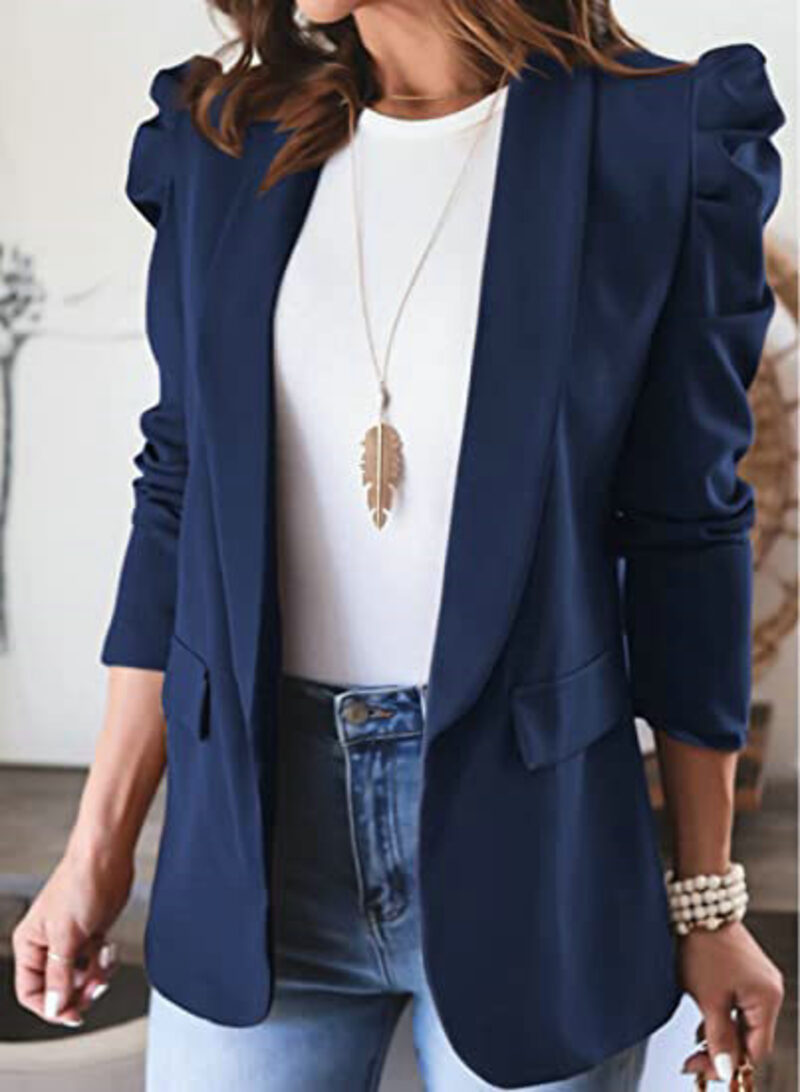 Women's Elegant Solid Colour Slim Blazer with Button and Pockets | Perfect for Casual Days