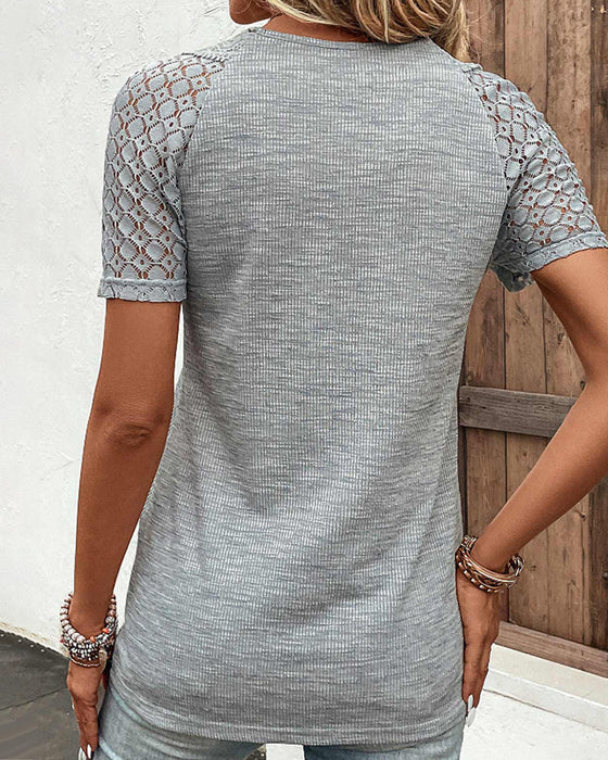 Women's Elegant Lace T-Shirt with Delicate Accents and Relaxed Fit