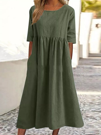 Women's Summer Midi Dress with Short Sleeves | Ideal for Summer