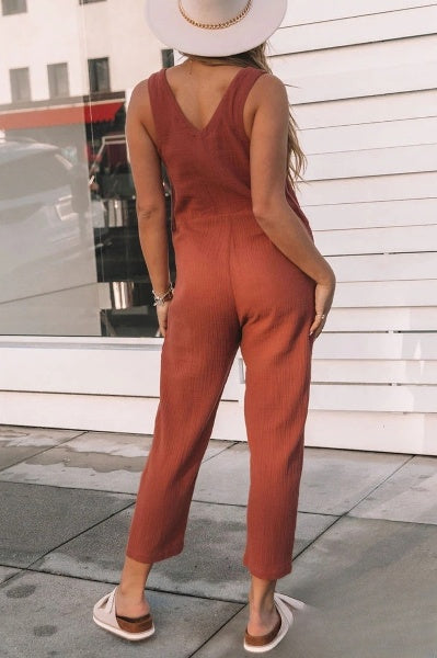 Women's Chic Sleeveless Jumpsuit with Pockets | Ideal for Summer