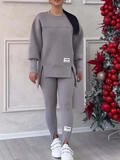 Women's Elegant Jumper with Patcwork and Legging Set | Ideal for Winter