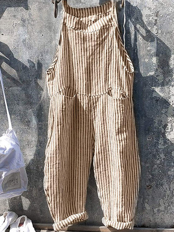 Women's Vintage Sleeveless Striped Baggy Jumpsuit  | Ideal for Summer