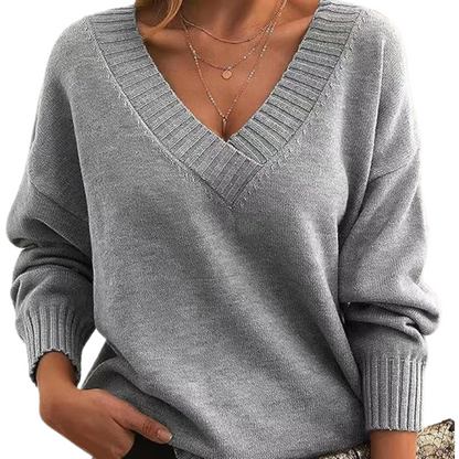 Women's Elegant Chic V-Neck Cashmere Sweater | Perfect for Everyday Wear