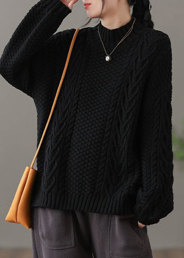 Women's Loose Fit High Neck Cable Knit Jumper | Ideal for Winter