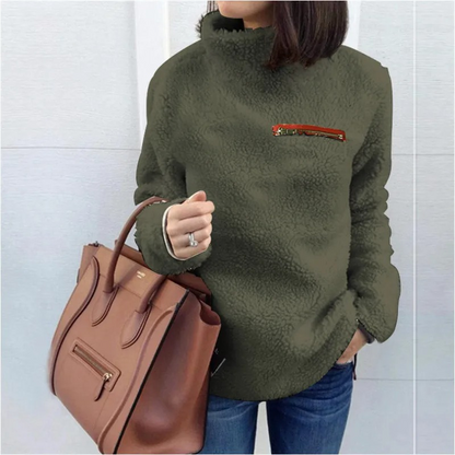 Warm Fleece Turtleneck Sweater with Zipper for Women | Ideal for Winter